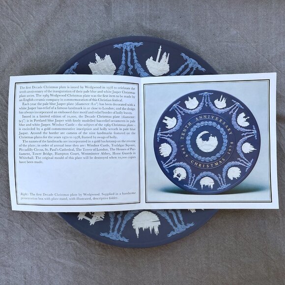 Wedgwood Jasperware Christmas 10th Anniversary plate, 1978 Tri-Color 78 of 10000 - Picture 7 of 13